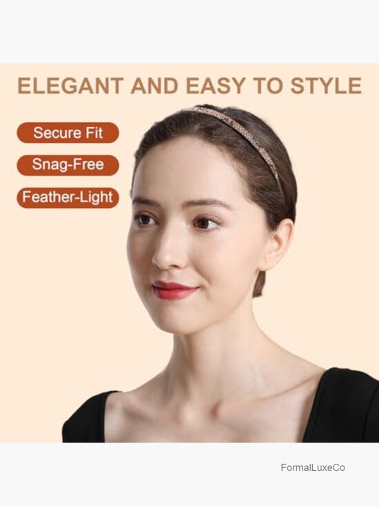 Non-Slip Glasses Headband Sparkly Diamond Hairband Comfortable Thin Headband main image 5